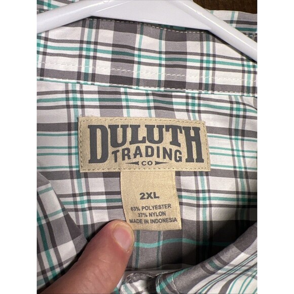 Duluth Trading Co Men’s Plaid Short Sleeve Button Up 2XL Shirt Fishing UNTuckit - Picture 3 of 5